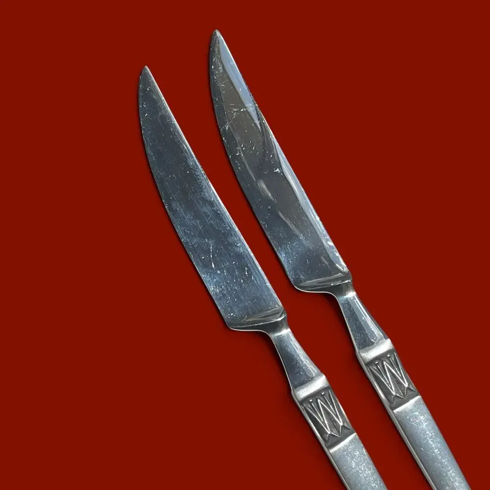 Vtg. Arthur Salm Imperial Dinner Knives Set of 2 Flatware Stainless Japan MCM
